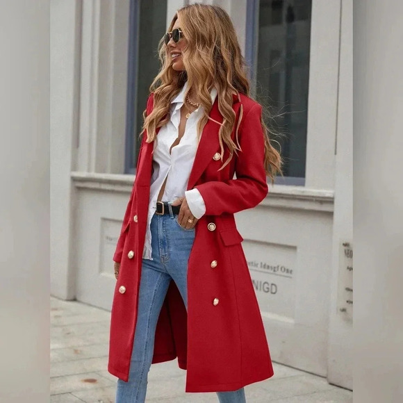 Jackets & Blazers - Lapel Neck Double Breasted Overcoat